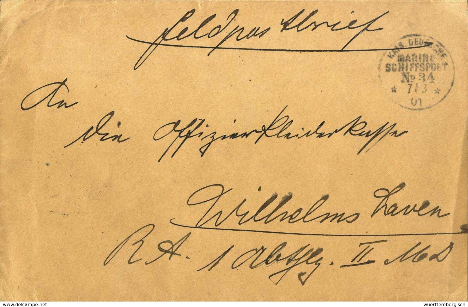Beleg MSP No.34 ("Kurfürst Friedrich-Wilhelm") 7/3 01, Klar Auf Tadellosem Feldpostbrief Aus Wusong (7.3.-9.4.1901). Sel - Autres & Non Classés