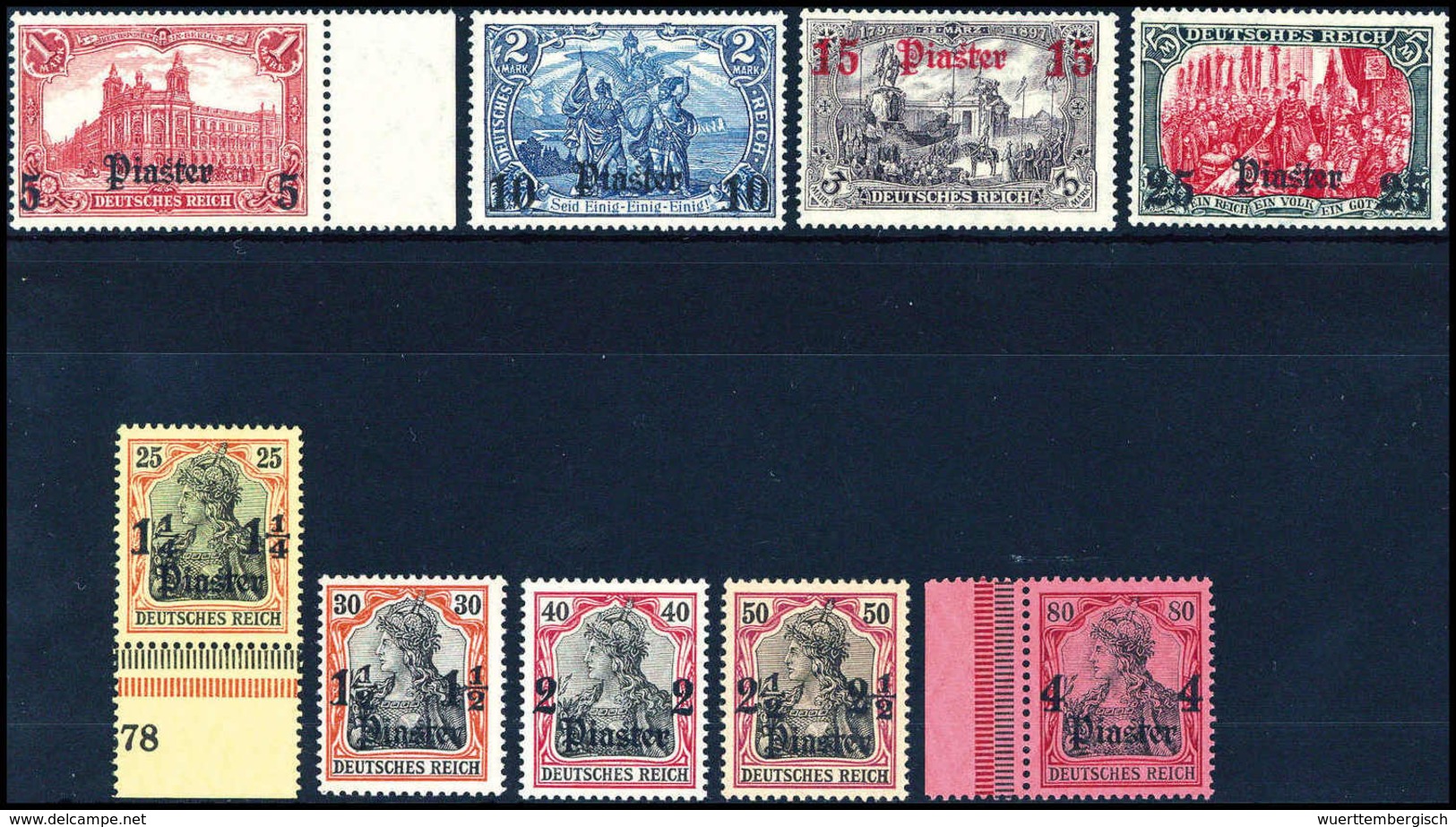 ** 1¼-25 Pia., Neun Werte, Tadellos Postfr., Meist Sign. Pauligk.<br/><b>Katalogpreis: 700,-</b> (Michel: 39/47b) - Autres & Non Classés