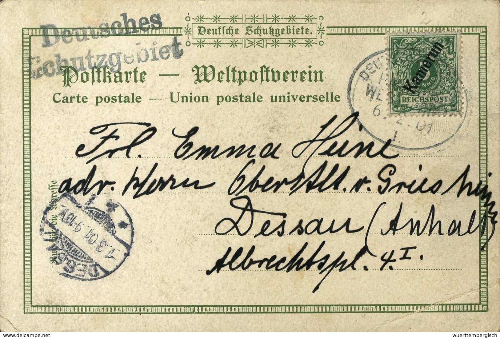 Beleg SEEPOST HAMBURG-WESTAFRIKA "I." ("Aline Woermann III") 6/2 01, Klar Auf Postkarte Kamerun 5 Pfg. (Eckbug) Mit Beig - Other & Unclassified