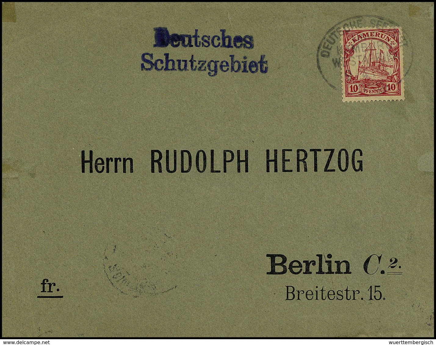 Beleg HAMBURG-WESTAFRIKA "XXXII" 9/4 10, Schöner Firmen-Vordruckbrief 10 Pfg. Nach Berlin, Blauer L2 "Deutsches Schutzge - Other & Unclassified