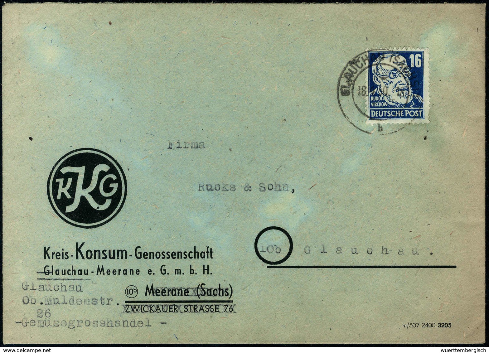 16 Pfg., Plf. I, Bedarfs-Firmen-Ortsbrief Mit Stempel GLAUCHAU, Sign. Schönherr BPP.<br/><b>Katalogpreis: 400,-</b> (Mic - Sonstige & Ohne Zuordnung