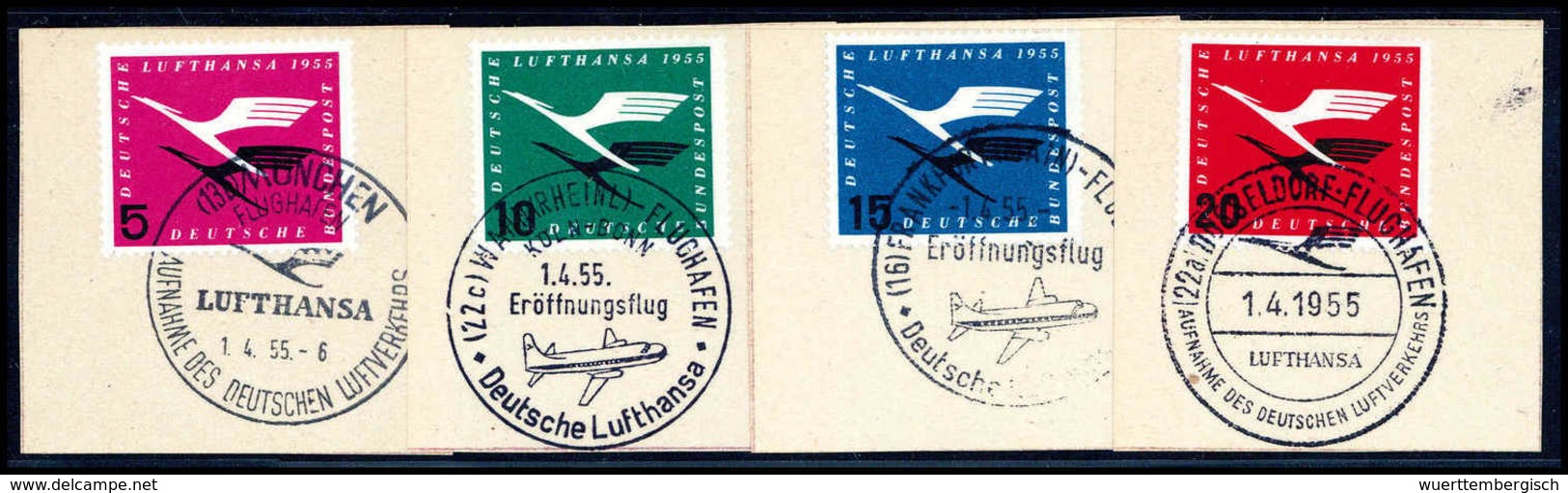 Briefst. Lufthansa, Tadellose Serie Auf Schönen Bfstkn. Mit Eröffnungsflug-SST. (Michel: 205/08) - Autres & Non Classés