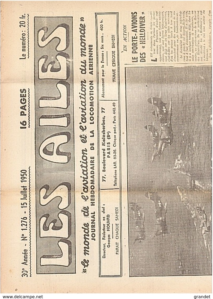 LES AILES - AVIATION - N° 1276 - 1950. - Vliegtuig