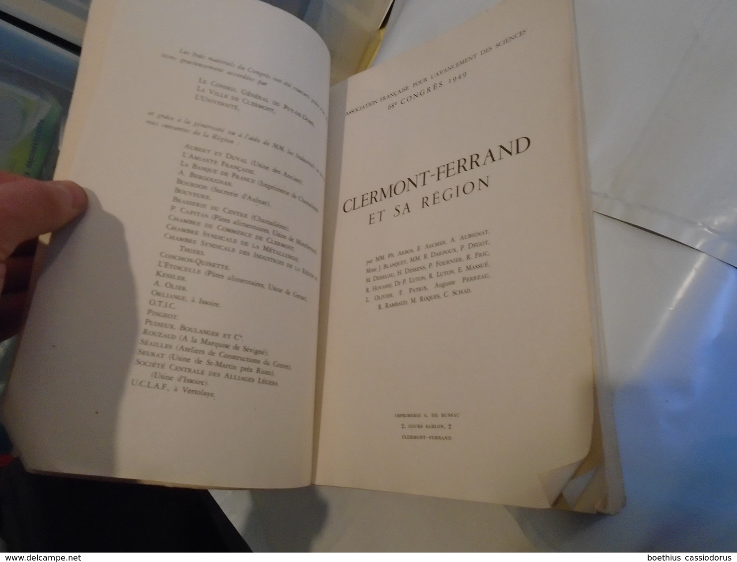 " CLERMONT-FERRAND ET SA REGION " ASSOCIATION FRANCAISE POUR L'AVANCEMENT DES SCIENCES 68e CONGRES 1949
