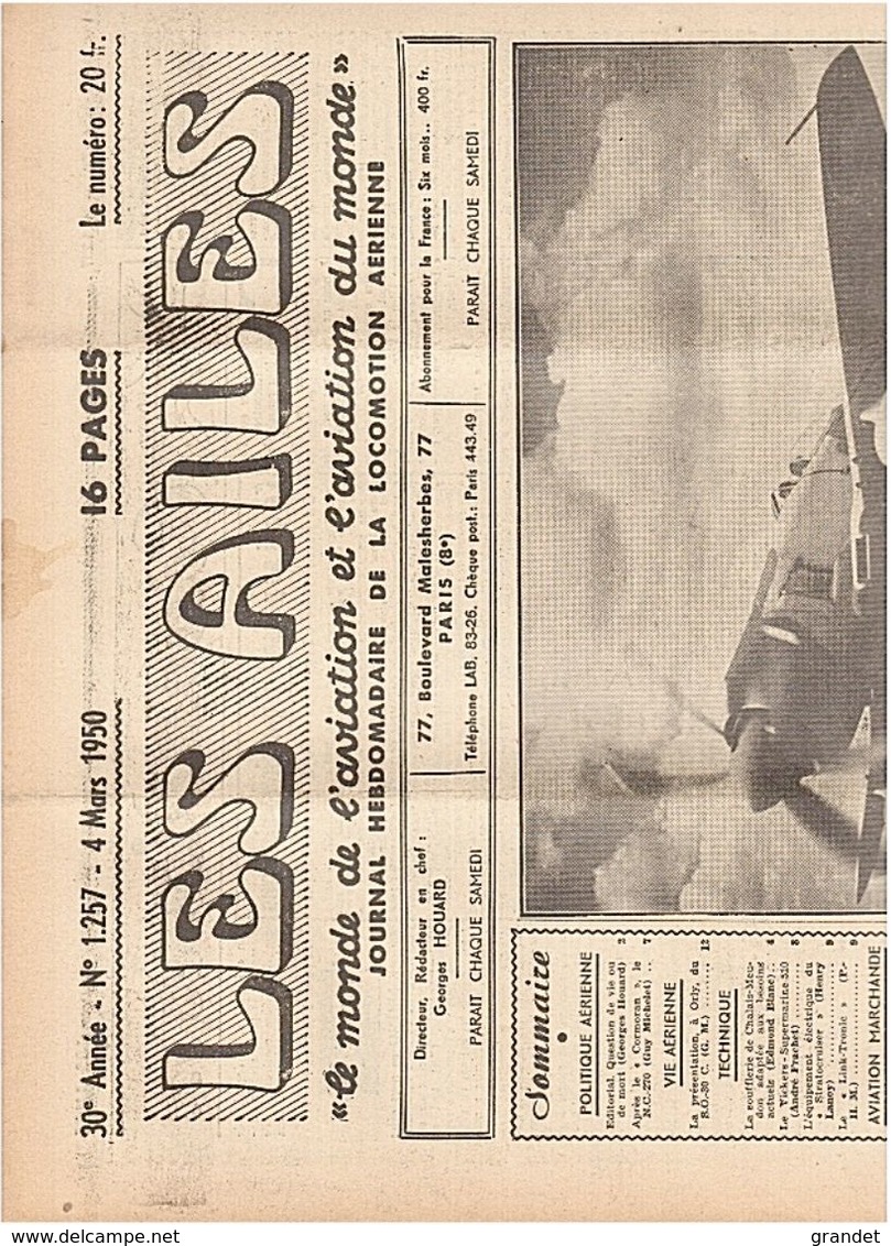 LES AILES - AVIATION - N° 1257 - 1950. - Vliegtuig