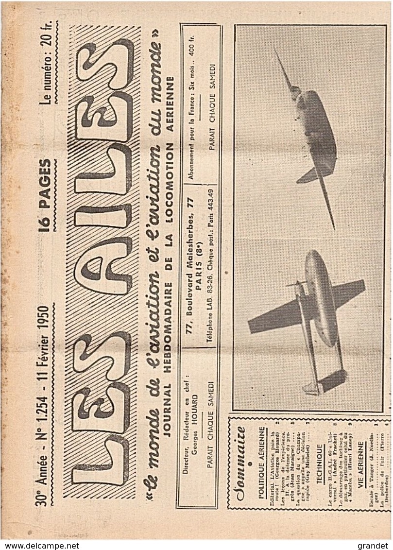 LES AILES - AVIATION - N° 1254 - 1950. - Avion