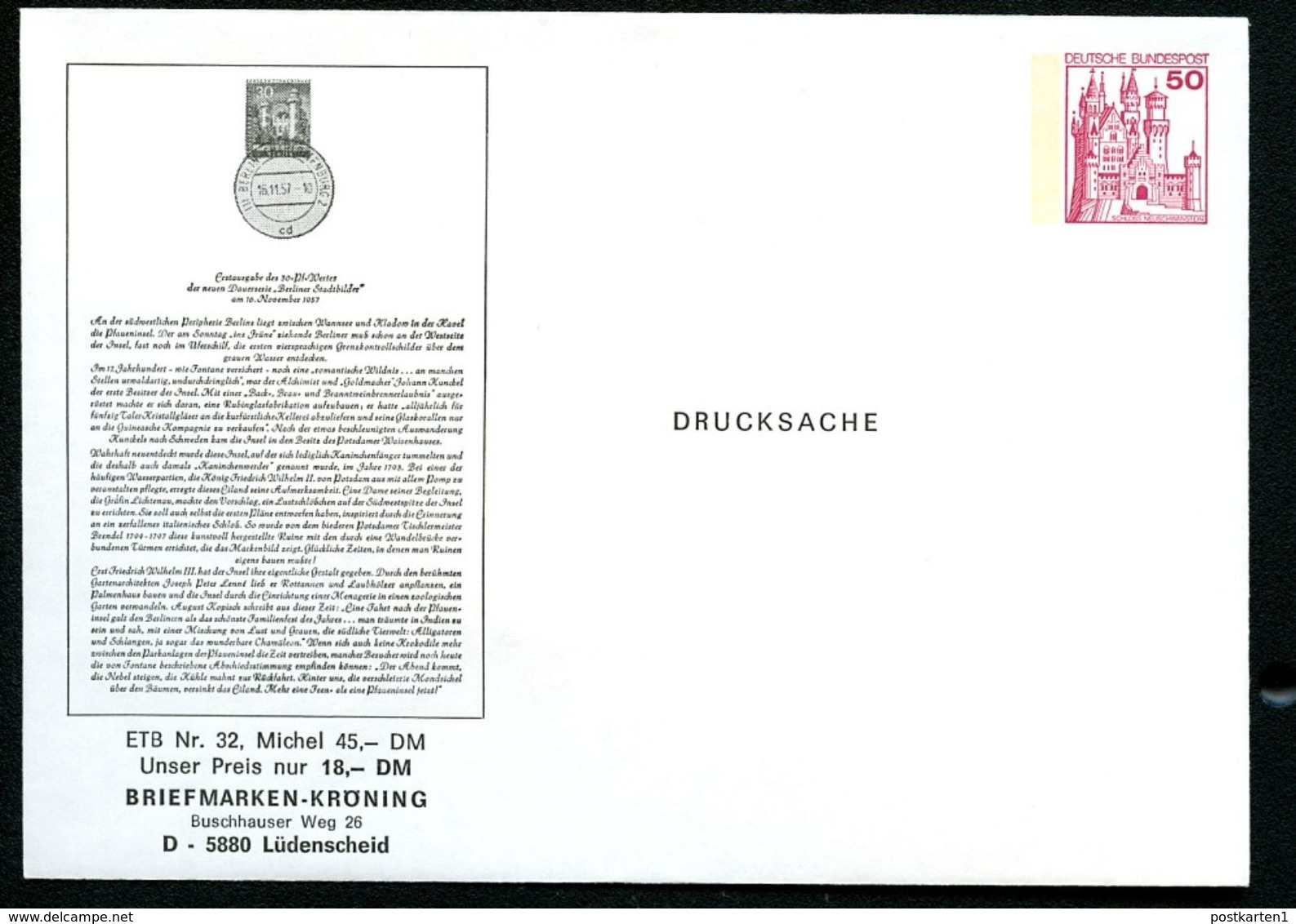 Bund PU112 B2/010 Privat-Umschlag ERSTTAGSBLATT Nr. 32 Lüdenscheid 1978 - Private Covers - Mint