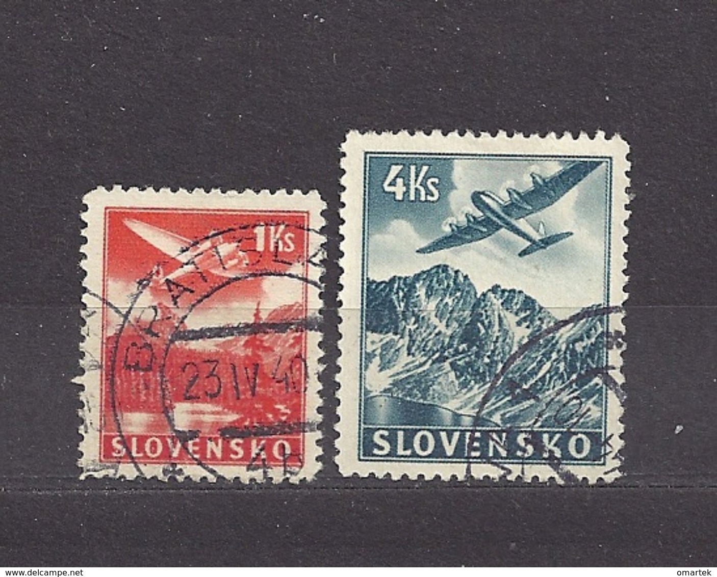 Slovakia Slowakei 1939 Gest ⊙ Mi 50, 53 Sc C3, C6 Airmail. Flugpostmarken. SLOVENSKO. - Oblitérés