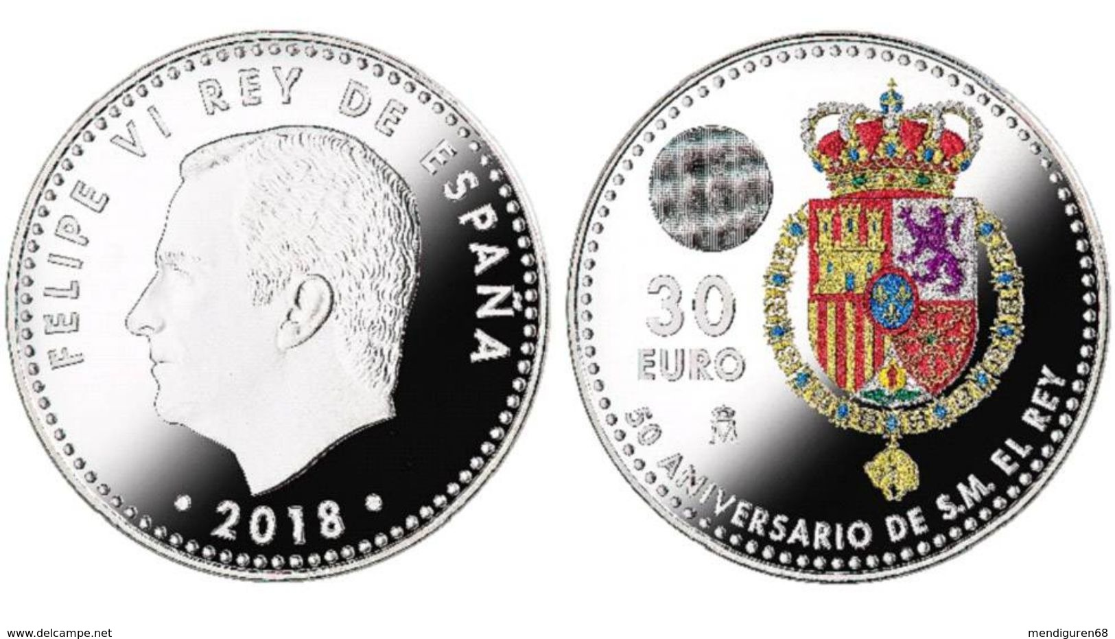 ESPAGNE SPAIN SPANIEN ESPAÑA 2018 50 ANIV KING REY FEIPE VI 30 EUROS PLATA SIVER ARGENT SC UNC - Münz- Und Jahressets