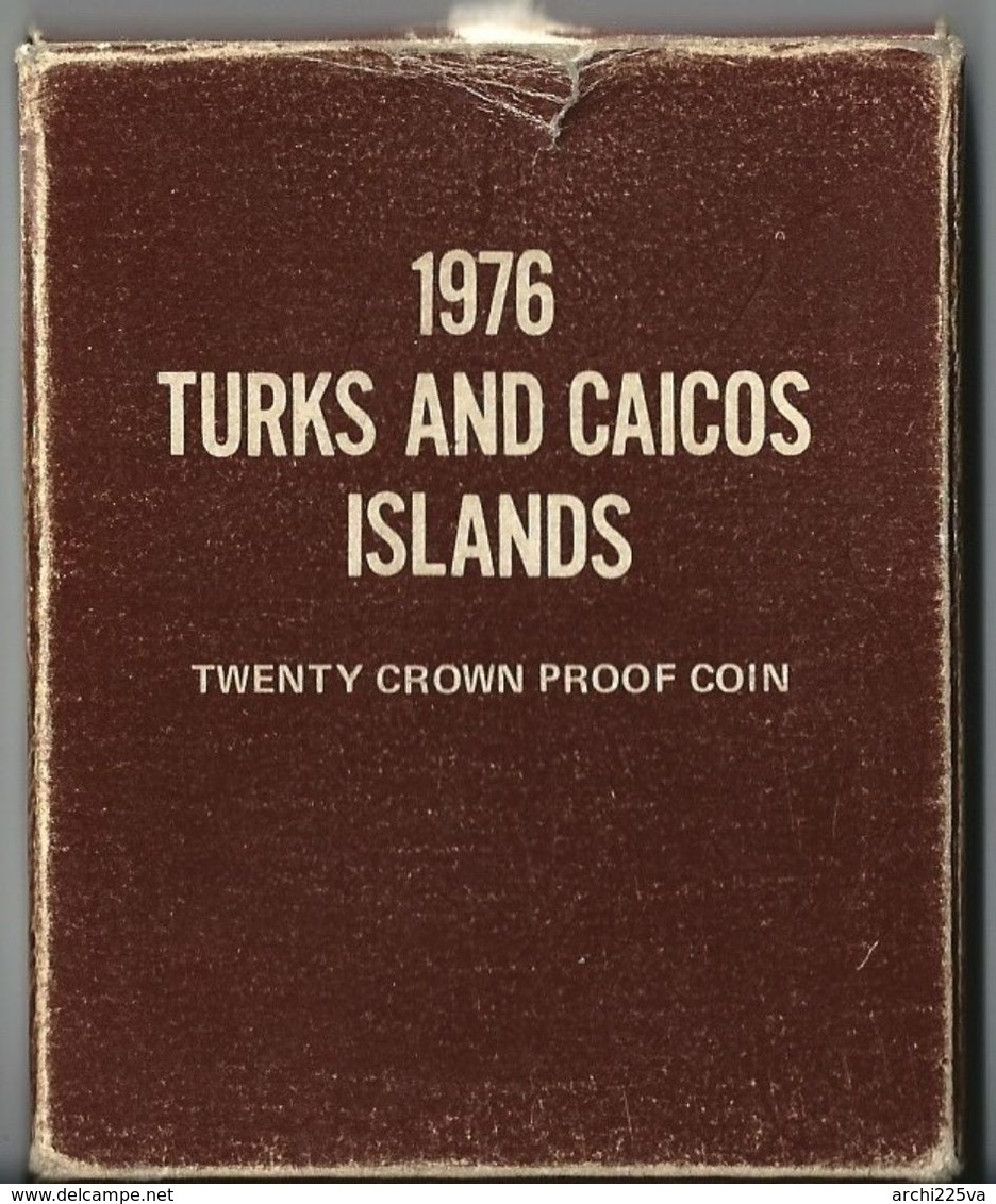 1976 TURKS AND CAICOS ISLANDS - 200° UNITED STARES - 20 CROWNE - FDC PROOF Argento / Silver / Argent - Blister Sigillato - Turks And Caicos Islands