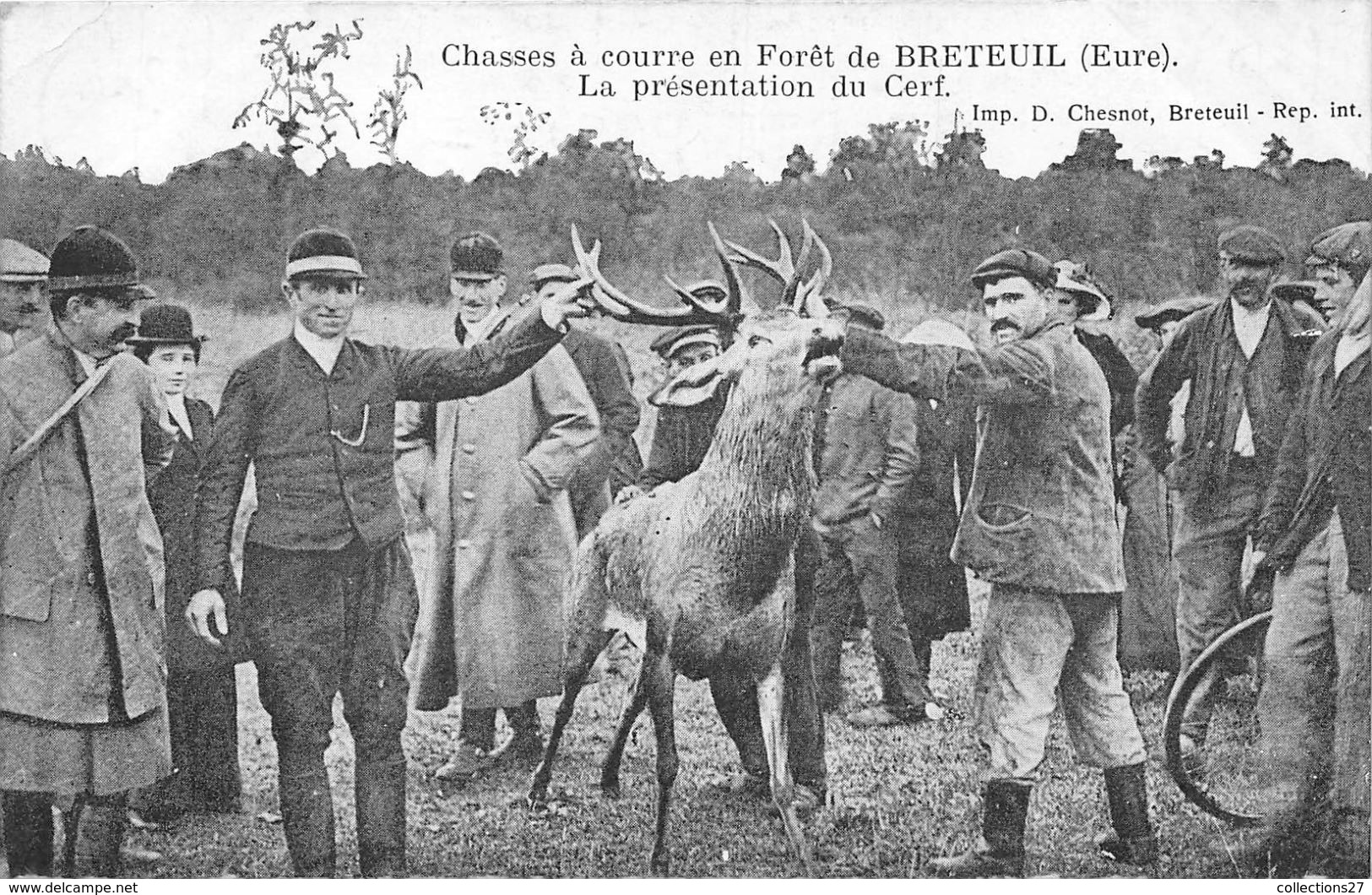 27-BRETEUIL- CHASSES A COURRE EN FORÊT DE BRETEUIL, LA PRESENTATION DU CERF - Breteuil