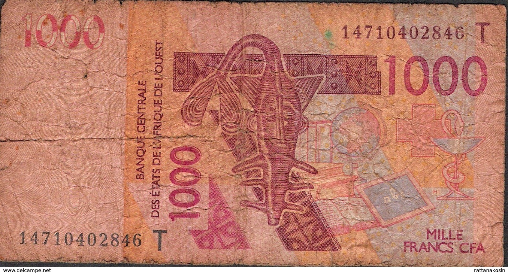 W.A.S. WEST AFRICAN STATES TOGO P815Tn 1000 FRANCS (20)14 FINE - Togo