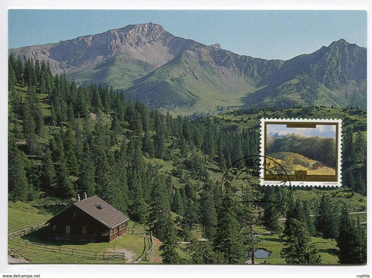 RC 7458 LIECHTENSTEIN 1993 TABLEAU CABANE DE CHASSE CARTE MAXIMUM TB - Maximum Cards