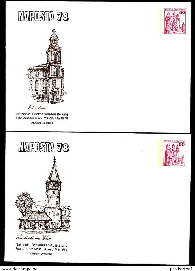 Bund PU112 D2/009-1+2 Privat-Umschläge NAPOSTA Frankfurt/Main 1978 - Enveloppes Privées - Neuves