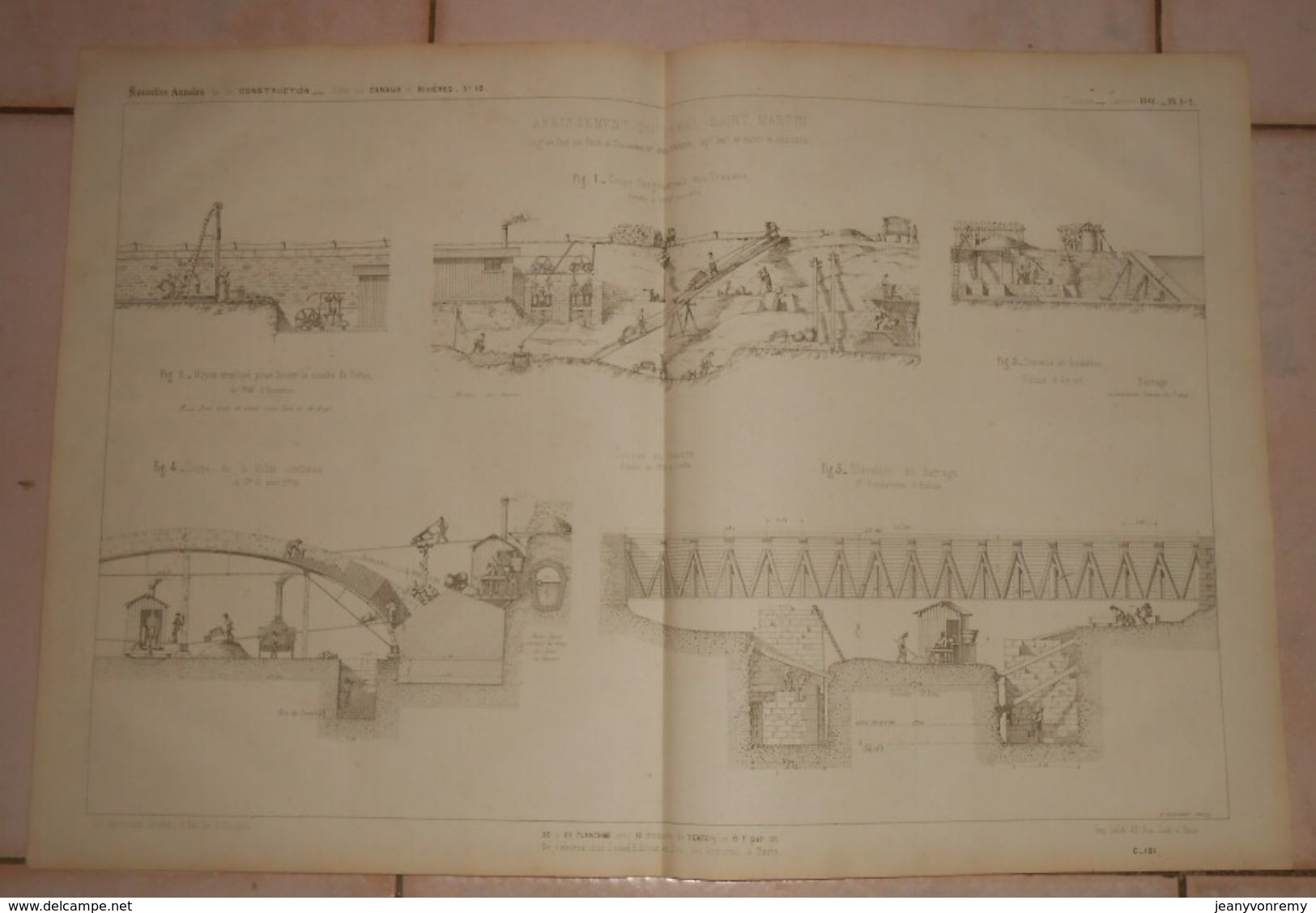 Plan De L'abaissement Du Canal Saint Martin à Paris. 1861 - Public Works