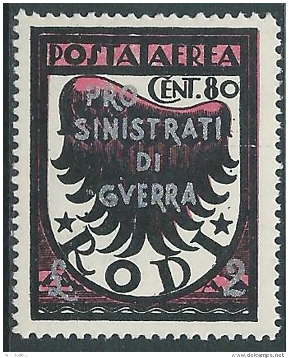 1944 OCCUPAZIONE TEDESCA EGEO POSTA AEREA 80 CENT + 2 LIRE MH * - I30-9 - Ägäis (Dt. Bes.)