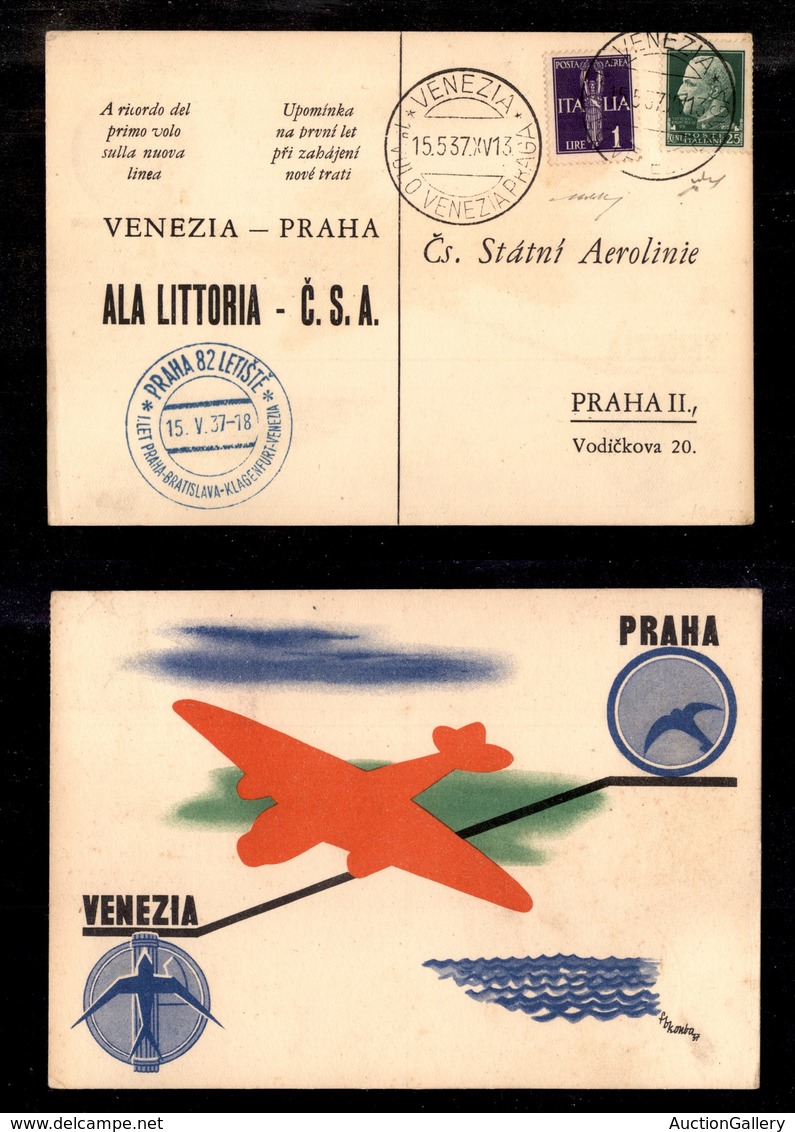 1205 POSTA AEREA - 1937 (15 Maggio) - Venezia Praga (461) - Altri & Non Classificati