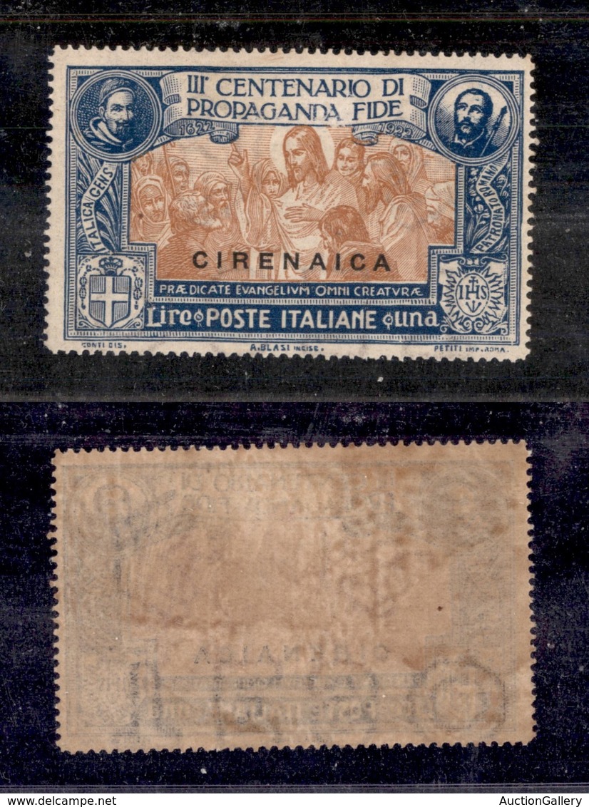 2222 COLONIE - CIRENAICA - 1923 – 1 Lira Propaganda Fide (4) – Filigrana Lettere 10/10 – Gomma Integra - Altri & Non Classificati