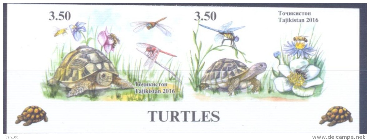 2016. Tajikistan, Turtles, 2v IMPERFORATED,  Mint/** - Tadjikistan