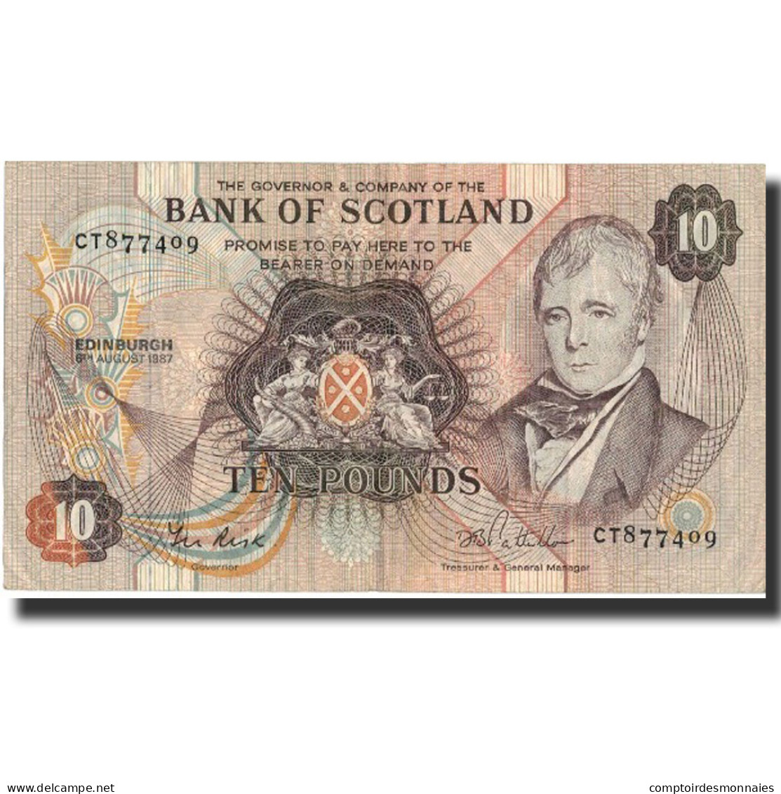 Billet, Scotland, 10 Pounds, 1987, 1987-08-06, KM:113c, TTB - 10 Pounds