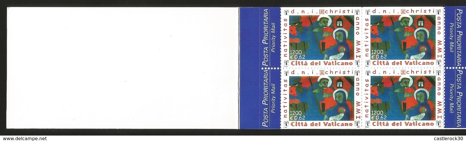 J) 2001 VATICAN CITY, BOOKLET, CHRISTMAS, MNH - Storia Postale