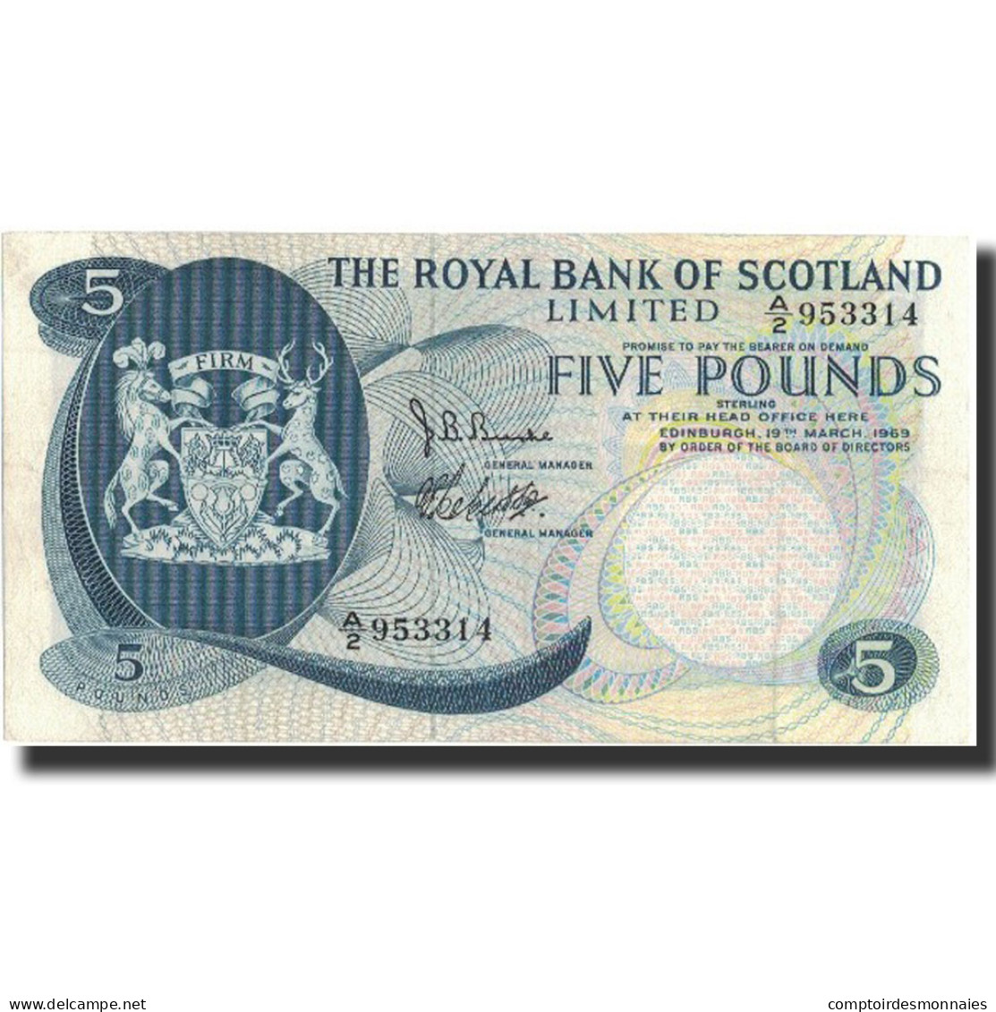 Billet, Scotland, 5 Pounds, 1969, 1969-03-19, KM:330, SUP+ - 5 Pounds