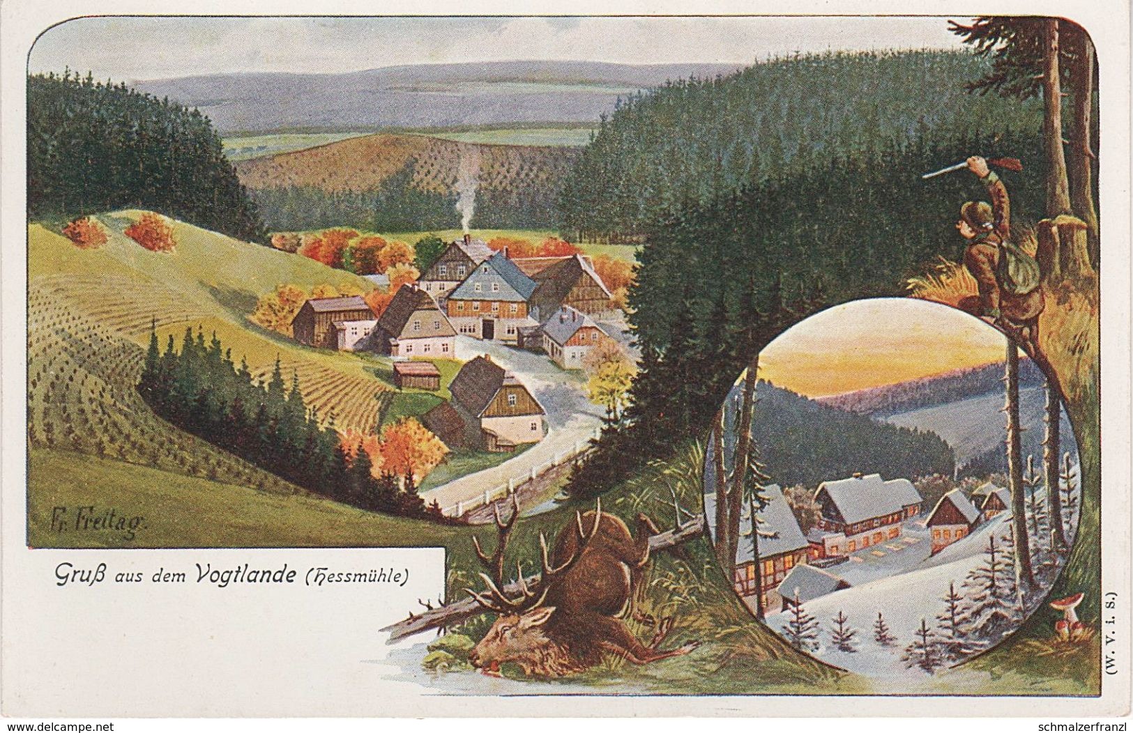 Litho AK Gruß Hessmühle Vogtland A Morgenröthe Rautenkranz Tannenbergsthal Muldenhammer Carlsfeld Gottesberg Klingenthal - Eibenstock