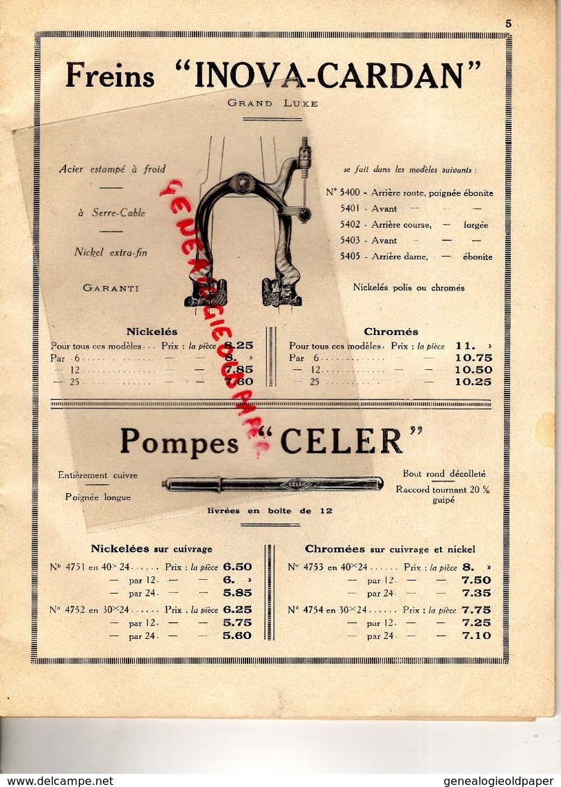 75- PARIS- RARE CATALOGUE J. LECOMTE & AUTOMOTION-TARIF N° 21-1935- VELO -TORPEDO-AVIATOR-VELO- VELOMOTEUR-MOTO-CELER-