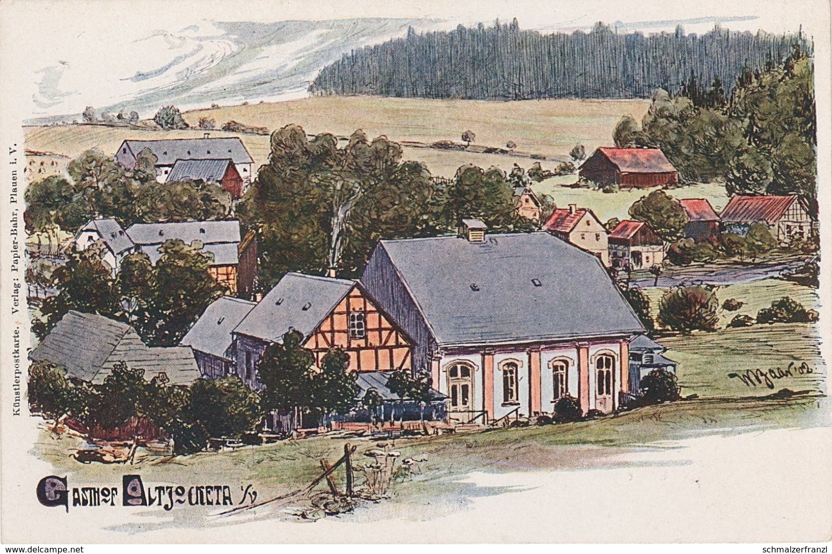 Litho AK Gasthof Alt Jocketa Vogtländische Schweiz A Plauen Elsterberg Pöhl Jössnitz Reichenbach Neudörfel Liebau Syrau - Poehl