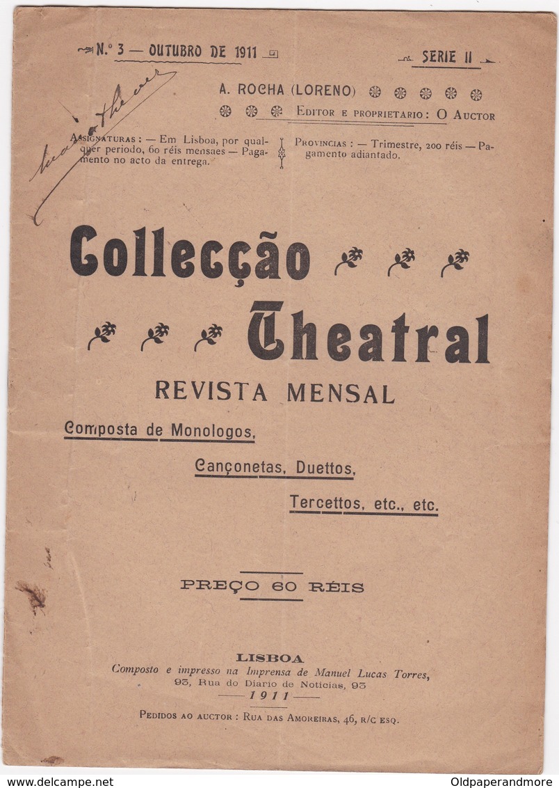 PORTUGAL MAGAZINE - COLLECÇÃO TEATRAL Nº3 - 1911 - Teatro