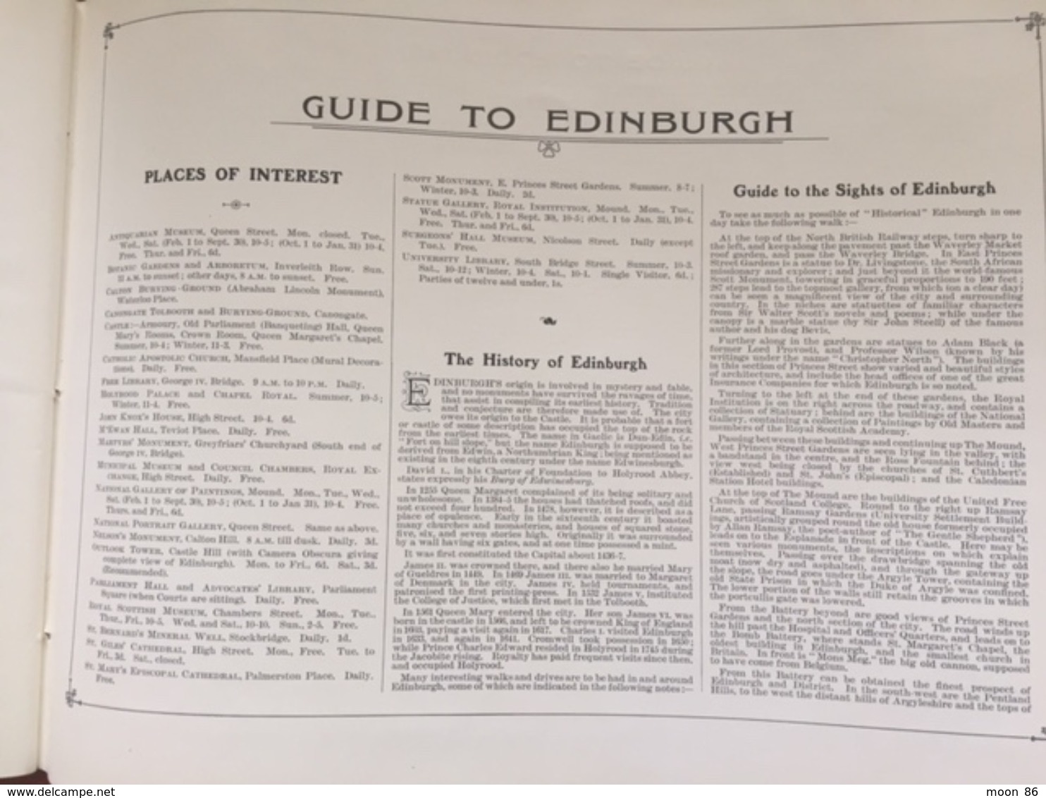 livre EDINBURGH AND VICINITY -  ALBUM  250 VIEWS - plan - guide D'histoire