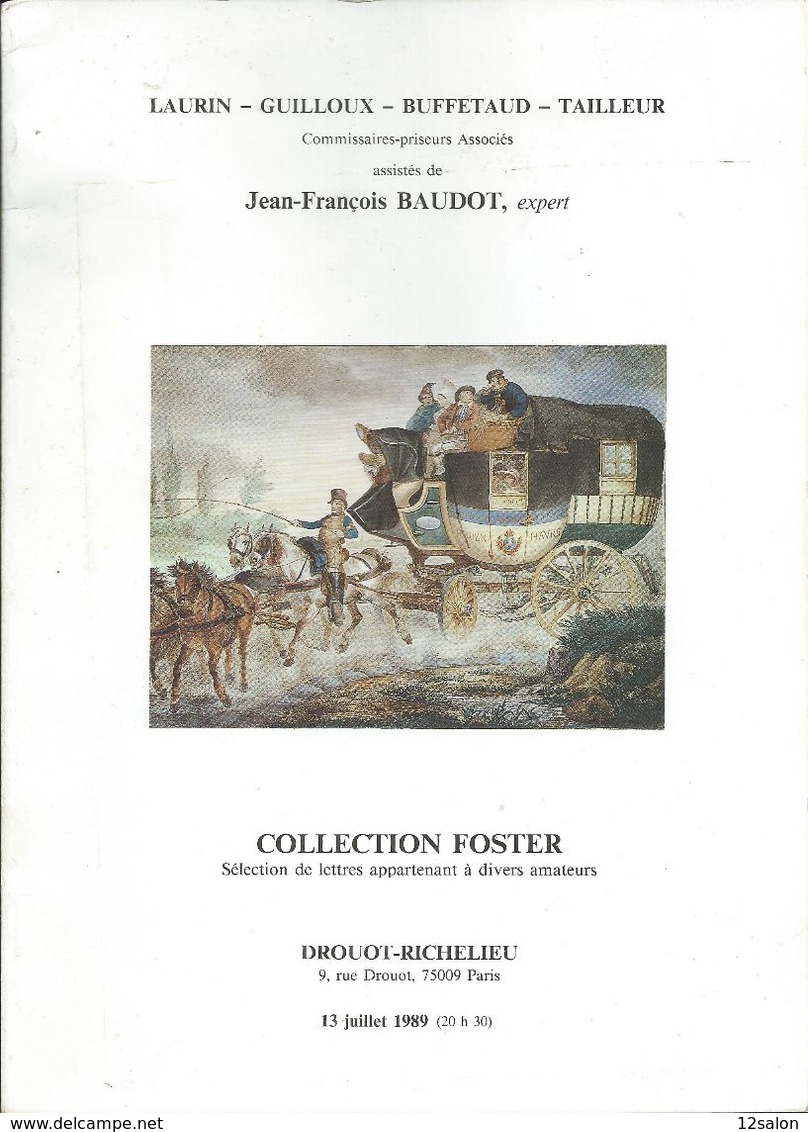 COLLECTION FOSTER 1989 BAUDOT - Cataloghi Di Case D'aste
