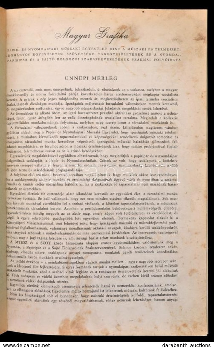 1958 A Magyar Grafika Teljes Evfolyama, Egybekoetve, Vaszonkoetesben - Non Classificati