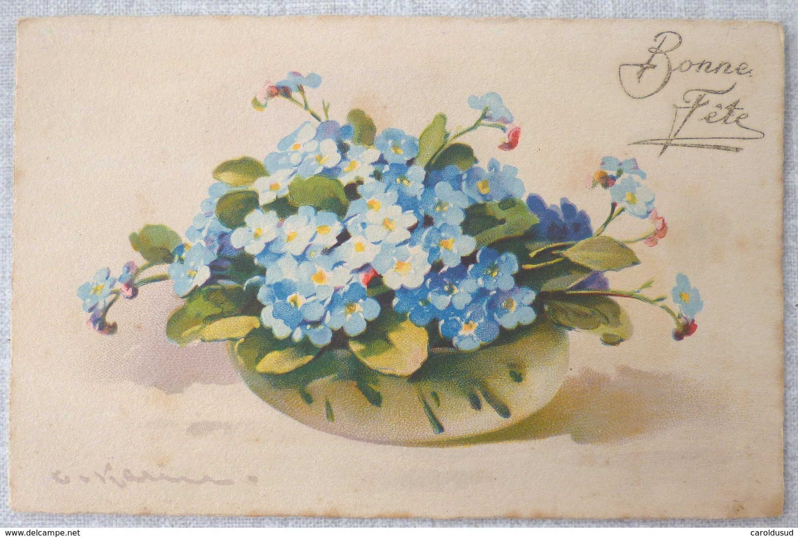 cpa LOT 6X LITHO illustrateur 3X JOUNOK IMPORT EAS C KLEIN bouquet VASE CORBEILLE fleur THEME  myosotis