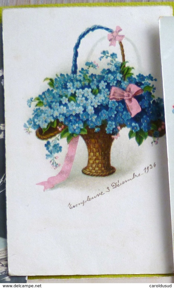 cpa LOT 6X LITHO illustrateur 3X JOUNOK IMPORT EAS C KLEIN bouquet VASE CORBEILLE fleur THEME  myosotis