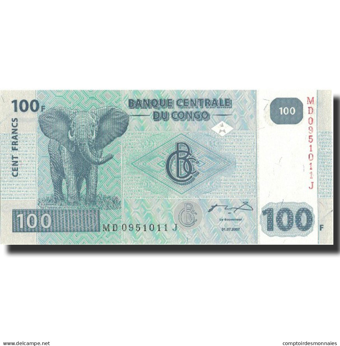 Billet, Congo Democratic Republic, 100 Francs, 2007, 31.07.2007, KM:98a, NEUF - République Démocratique Du Congo & Zaïre