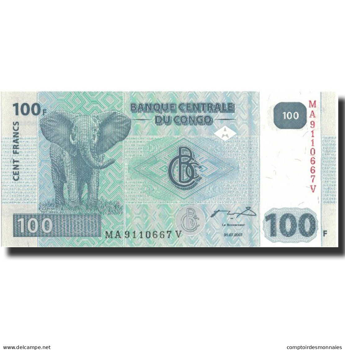 Billet, Congo Democratic Republic, 100 Francs, 2007, 2007-07-31, KM:98a, NEUF - Democratische Republiek Congo & Zaire