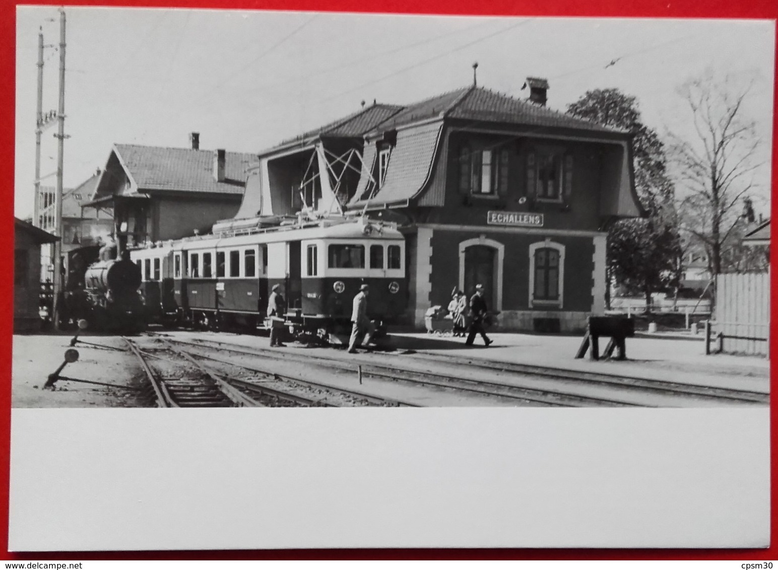 CP Train - LEB Echallens - G 3/3 8 SLM 2095 / 1908 - CFe 4/4 22 SWS/SAAS / 1935 Début électrification Echallens N°55.901 - Échallens