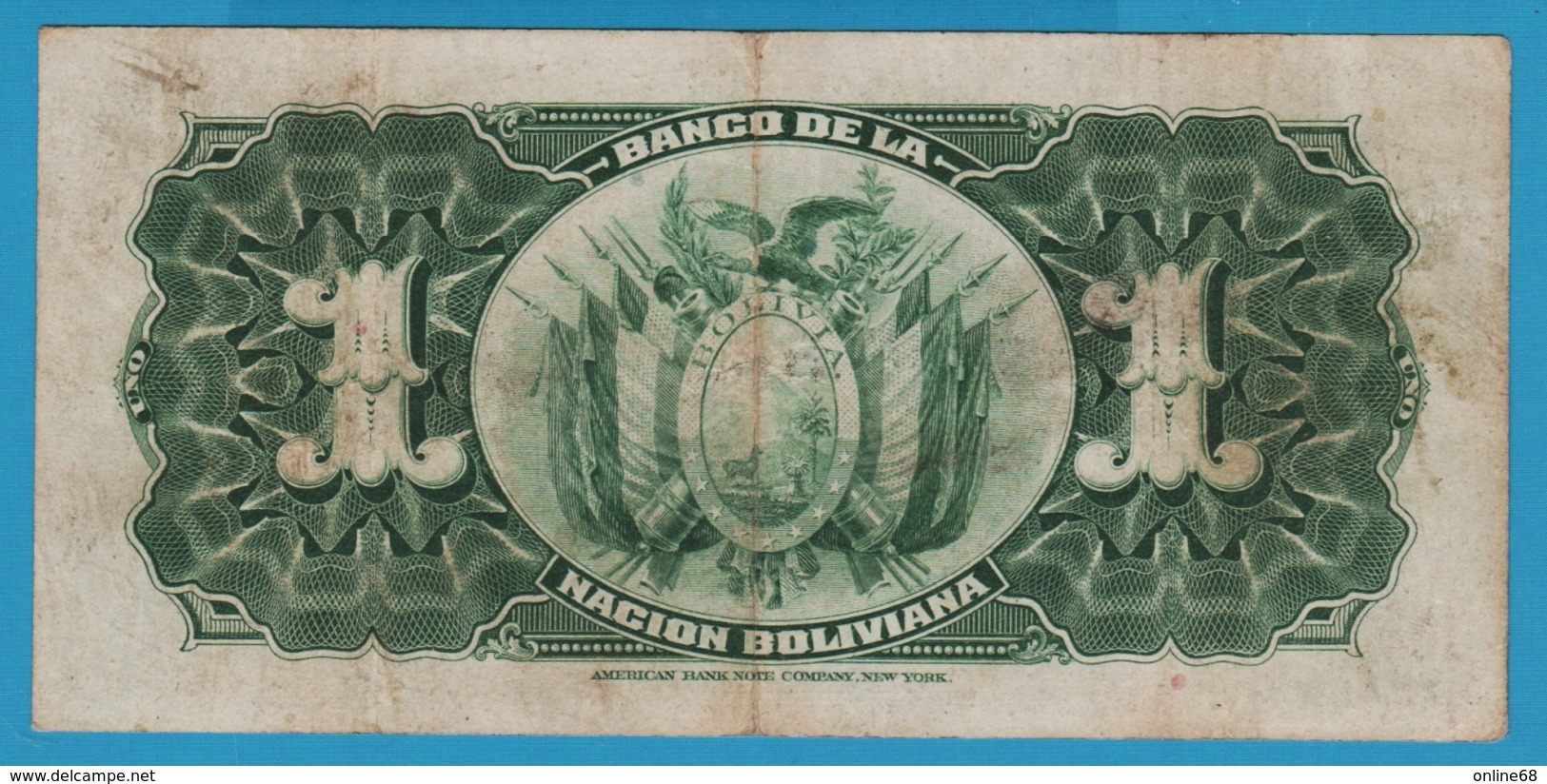 BOLIVIA 1 Bolivano 11.05.1911 (1929)	Série S3  092221 P# 112 - Bolivia