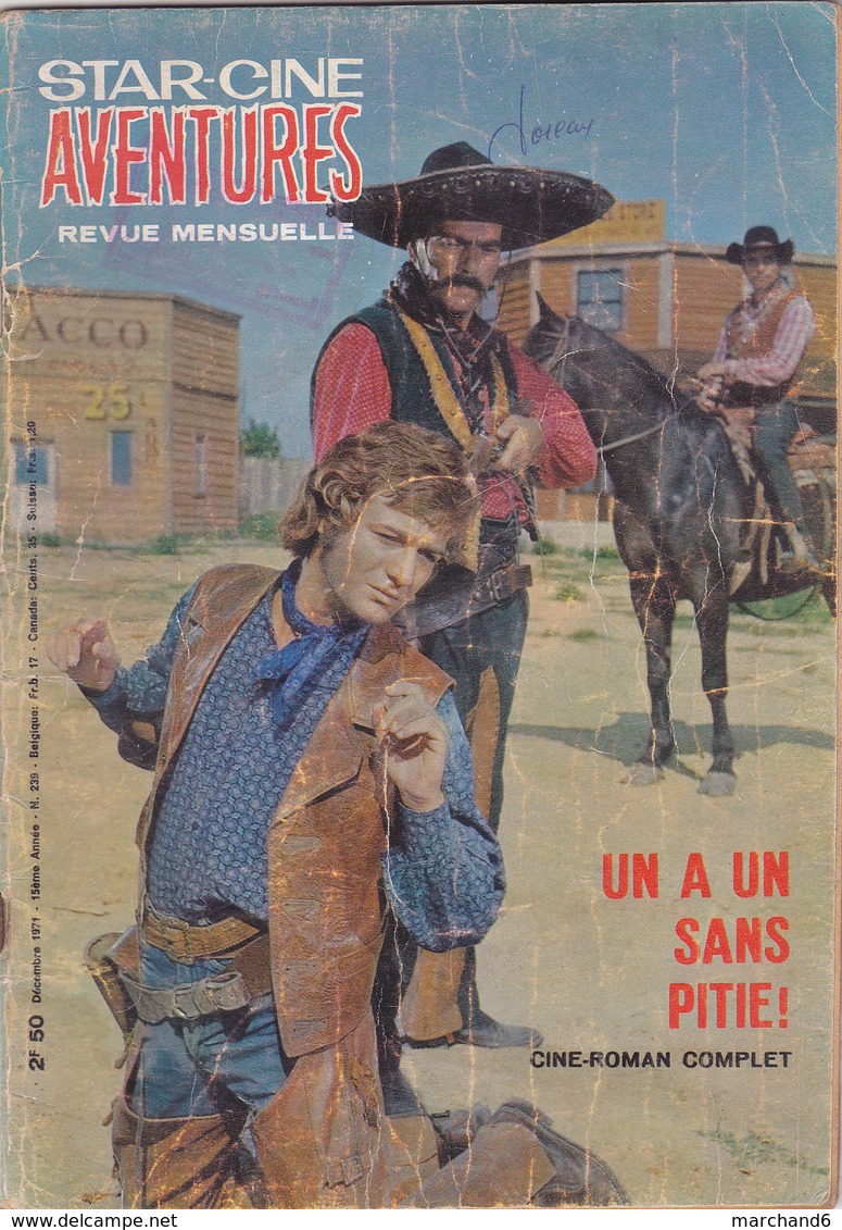 Star Ciné Aventures Film Un A Un Sans Pitié Avec Peter Lee Lawrence Sidney Chaplin N°239 Décembre 1971 - Cinéma / TV