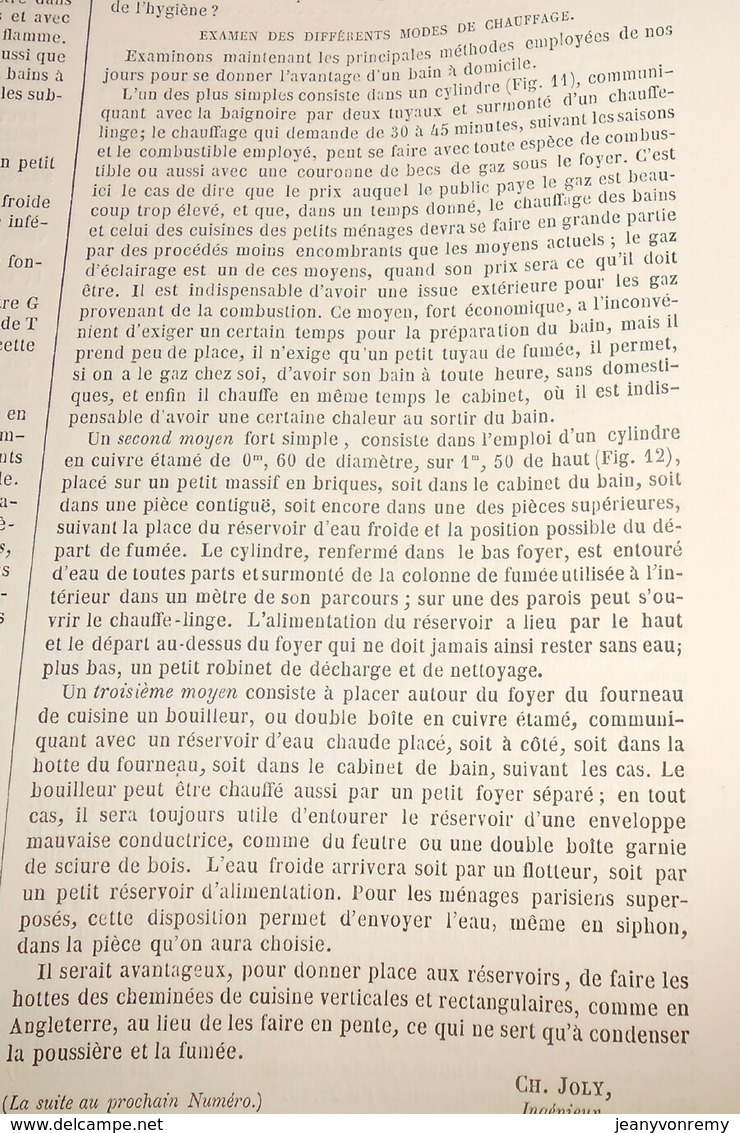 Plan Des Bains Dans Les Habitations Privées. 1869 - Arbeitsbeschaffung