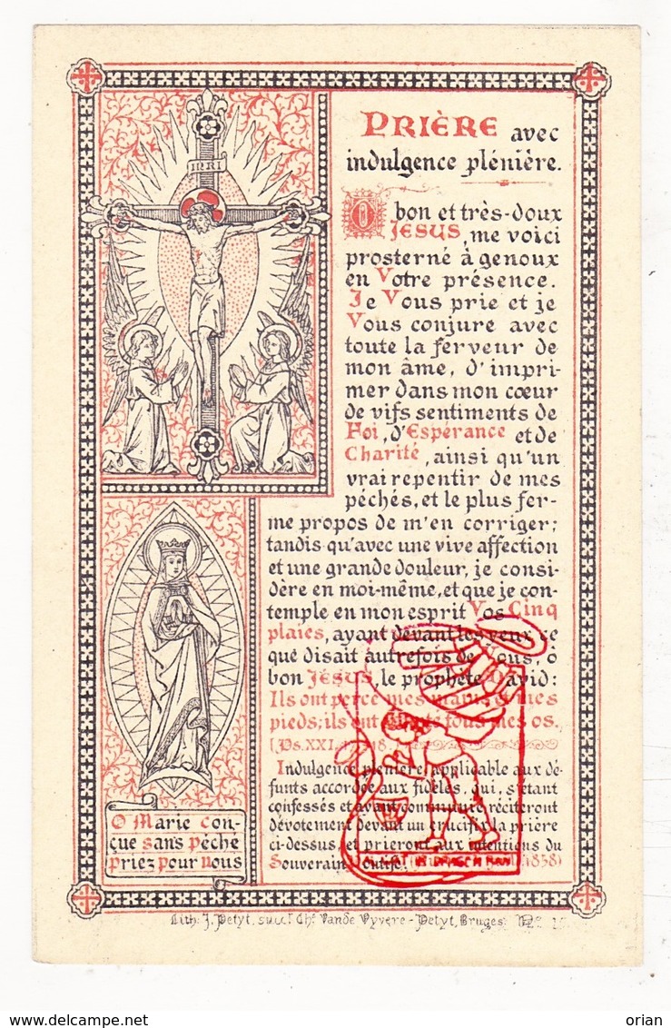 DP Rechtbank 1e Aanleg - Charles J. Vercauteren ° Brugge 1806 † 1883 X Florentine De Cock / Litho Petyt - Images Religieuses