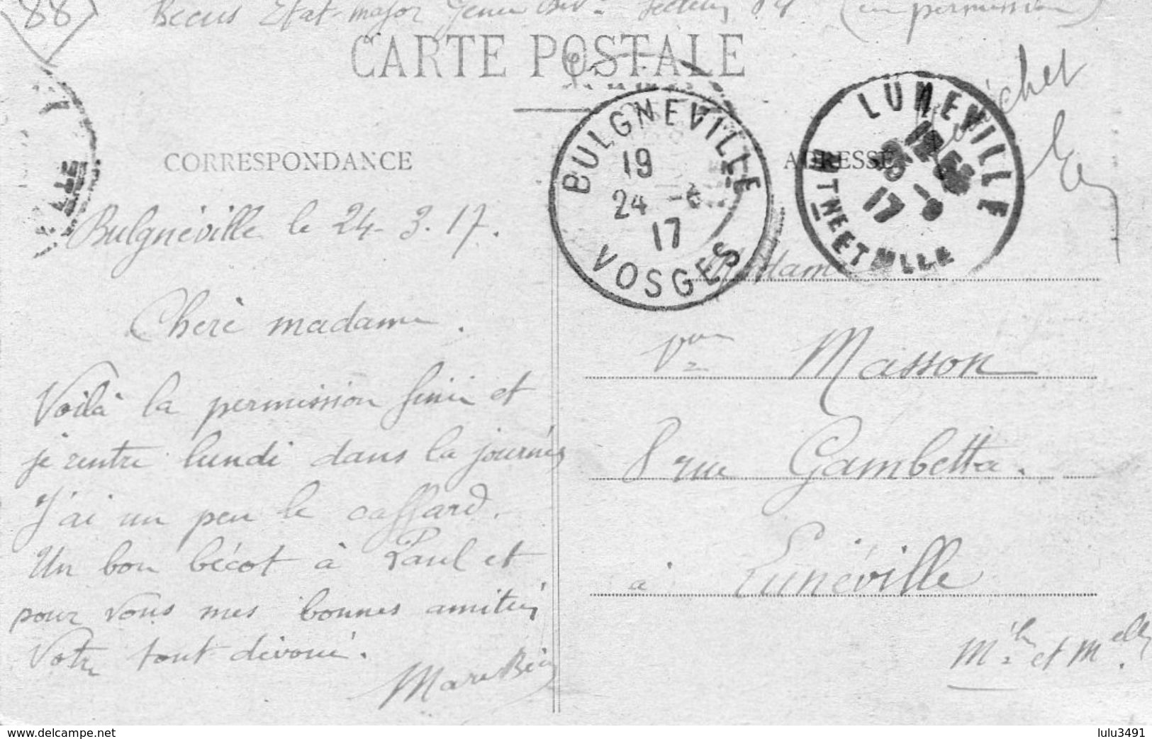 CPA - BULGNEVILLE (88) - Aspect Du Bourg En 1917 - Bulgneville