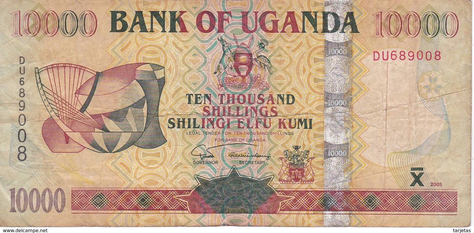 BILLETE DE UGANDA DE 10000 SHILLINGS DEL AÑO 2005 (ANTILOPE-DEER) (BANKNOTE) - Uganda