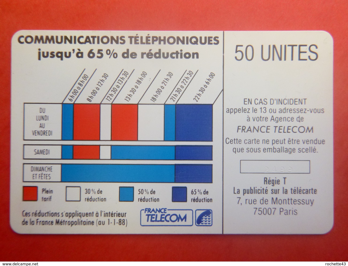 France - Télécarte Cordons - SO2 - 50 Unités - Fond Bleu AE Texte 4 Lignes - Utilisée - Cordons'