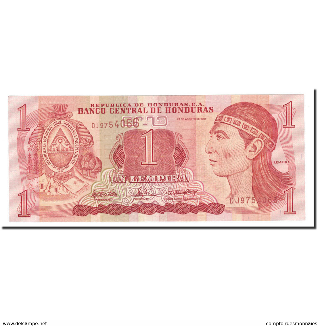 Billet, Honduras, 1 Lempira, 2000-2006, 2004-08-26, KM:84d, SPL+ - Honduras