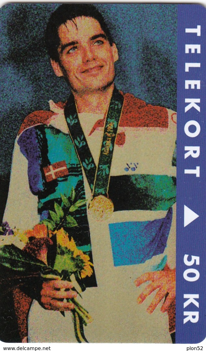 11822-SCHEDA TELEFONICA - POUL ERIK HOYER-MEDAGLIA D'ORO BADMINTON ATLANTA 1996 - DANIMARCA - USATA - Olympic Games
