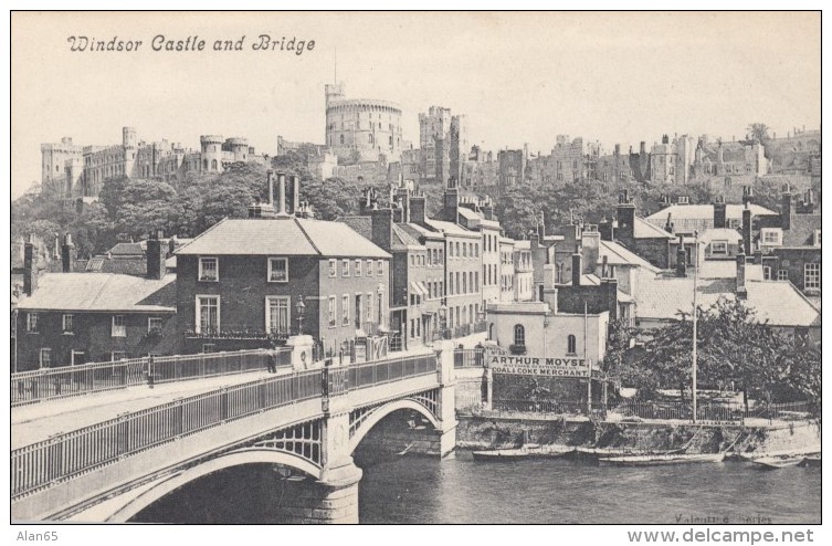 Windsor Berkshire UK, Bridge And Castle, Street Scene, C1900s/10s Vintage Postcard - Windsor