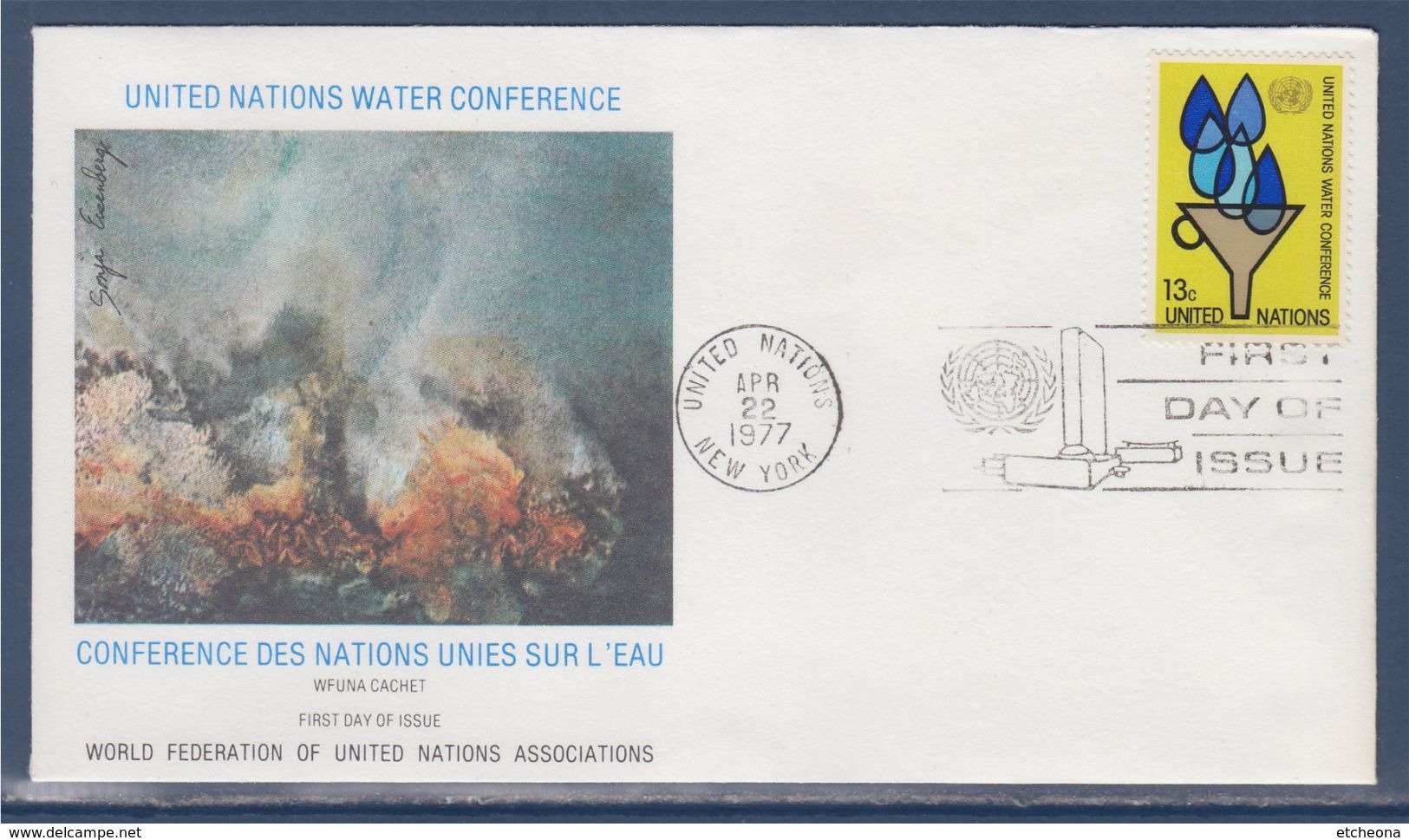 = Conférences Des Nations Unies Sur L'eau à Mar Del Plata Enveloppe 1er Jour New-York 22.4.77 N°275 Symboles - FDC