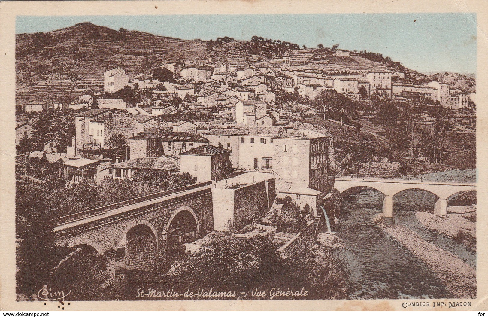 Ardéche : SAINT-MARTIN-de-VALAMAS : Vue Générale ( Colorisée ) - Saint Martin De Valamas